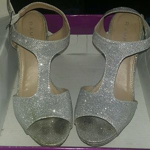 Sliver glitter heels